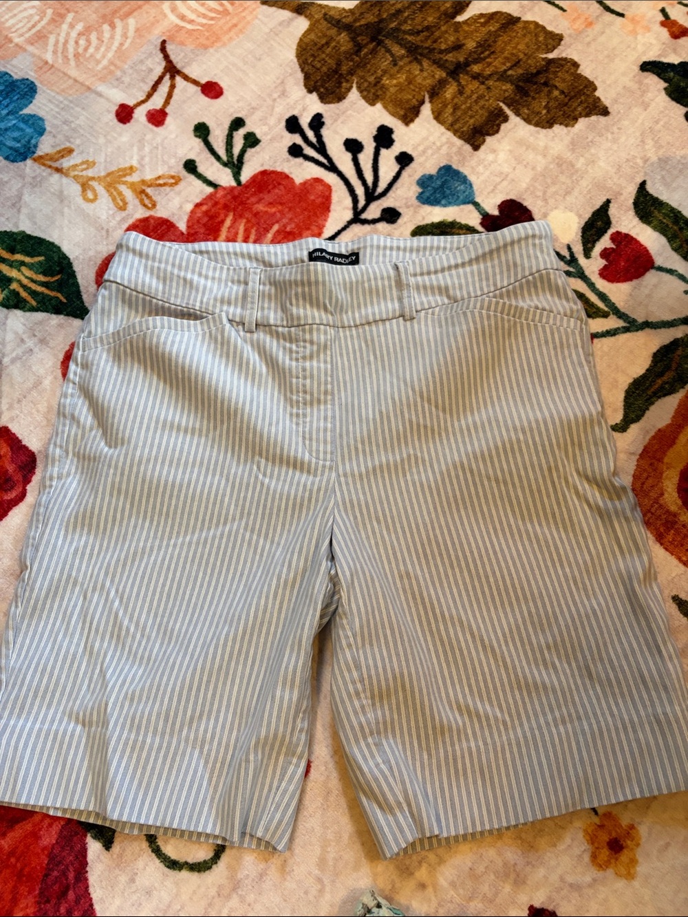 Hilary Radley Light Blue & White Striped Bermuda Shorts
